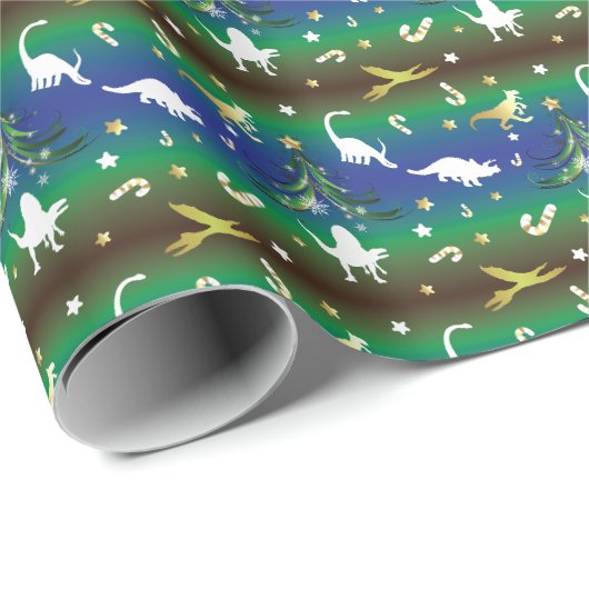 Papier Cadeau Arbre de Noël Dinosaur (Coin rond)