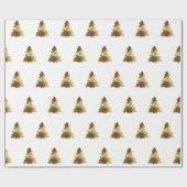 Papier Cadeau Arbre de Noël d'or Motif avec bougies Élégant (Plat)