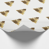Papier Cadeau Arbre de Noël d'or Motif avec bougies Élégant (Coin)