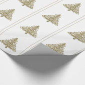 Papier Cadeau Arbre de Noël doré élégant sur enveloppement cadea (Coin)