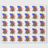 Papier Cadeau Arbre de Noël du Camouflage du désert avec drapeau (Plat)