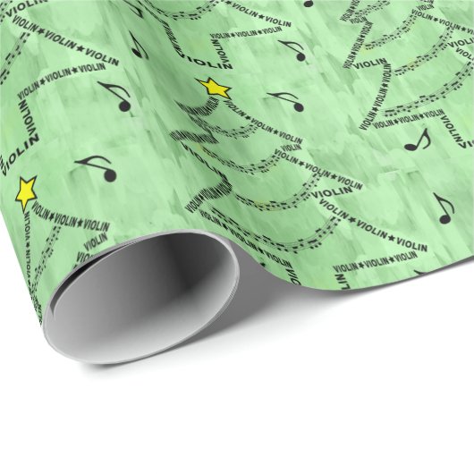 Papier Cadeau Arbre de Noël du texte de violon (Coin rond)