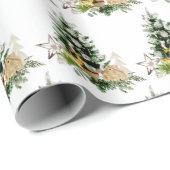 Papier Cadeau Arbre de Noël élégant à l'aquarelle (Coin rond)