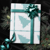 Papier Cadeau Arbre de Noël élégant | Luxe Aqua Mint Splatter