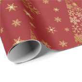 Papier Cadeau Arbre de Noël élégant rouge et or (Coin rond)