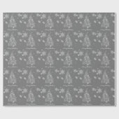 Papier Cadeau Arbre de Noël en argent et flocons de neige (Plat)