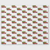 Papier Cadeau Arbre de Noël en Camion Rouge (Plat)