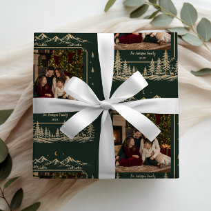 Papier Cadeau Arbre de Noël en or enchanté en bois