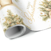 Papier Cadeau Arbre de Noël en or riche Ornements et vaches (Coin rond)
