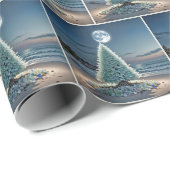 Papier Cadeau Arbre de Noël en verre de mer au clair de lune (Coin rond)