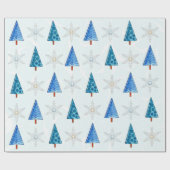 Papier Cadeau Arbre de Noël et bijoux à flocons de neige (Plat)