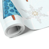 Papier Cadeau Arbre de Noël et bijoux à flocons de neige (Coin rond)