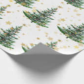 Papier Cadeau Arbre de Noël et étoiles d'or (Coin)