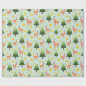 Papier Cadeau Arbre de Noël et étoiles Reindeer (Plat)