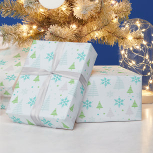 Papier Cadeau Arbre de Noël et Flèches de neige Moderne Noël