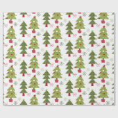 Papier Cadeau Arbre de Noël et flocons de neige (Plat)