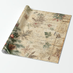 Papier Cadeau Arbre de Noël et ornement vintage (3)