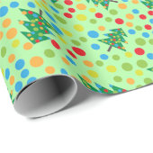 Papier Cadeau Arbre de Noël et points Motif mignon cadeau rétro (Coin rond)
