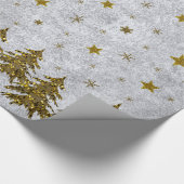 Papier Cadeau Arbre de Noël étincelant, étoiles sur papier abstr (Coin)