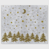 Papier Cadeau Arbre de Noël étincelant, étoiles sur papier abstr (Plat)