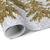 Papier Cadeau Arbre de Noël étincelant, étoiles sur papier abstr (Coin rond)