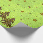 Papier Cadeau Arbre de Noël étincelant, étoiles sur papier abstr (Coin)