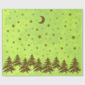 Papier Cadeau Arbre de Noël étincelant, étoiles sur papier abstr (Plat)