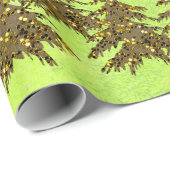 Papier Cadeau Arbre de Noël étincelant, étoiles sur papier abstr (Coin rond)