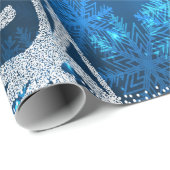 Papier Cadeau Arbre de Noël, Étoile, Flammes de neige (Coin rond)