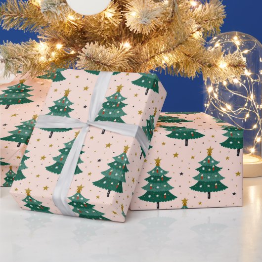 Papier Cadeau Arbre de Noël Etoiles vacances (Vacances)