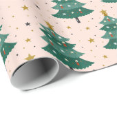Papier Cadeau Arbre de Noël Etoiles vacances (Coin rond)