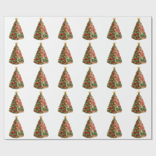 Papier Cadeau Arbre de Noël Festif Art