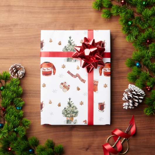 Papier Cadeau Arbre de Noël festif et pull moche (Cadeau de vacances)