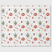Papier Cadeau Arbre de Noël festif et pull moche (Plat)