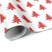 Papier Cadeau Arbre de Noël Festif Motif Iconique Rouge/Blanc (Coin rond)