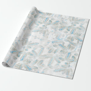 Papier Cadeau Arbre de Noël gris bleu blanc Gris Bracelet d'imp