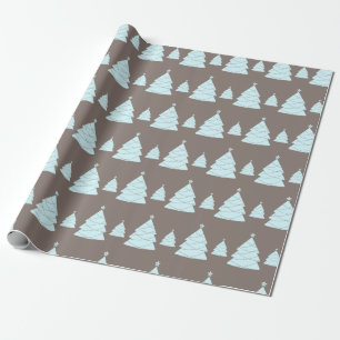 Papier Cadeau Arbre de Noël gris rétro chaud et bleu pastel