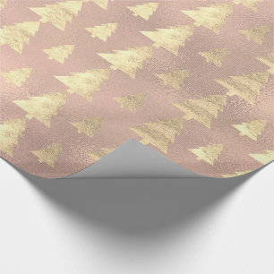 Papier Cadeau Arbre de Noël grunge d'or rose de cottage de toil