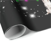 Papier Cadeau Arbre De Noël Husky Couvert De Flamme De Feu (Coin rond)