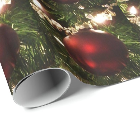 Papier Cadeau Arbre de Noël I Vacances Plutôt vert et rouge (Coin rond)