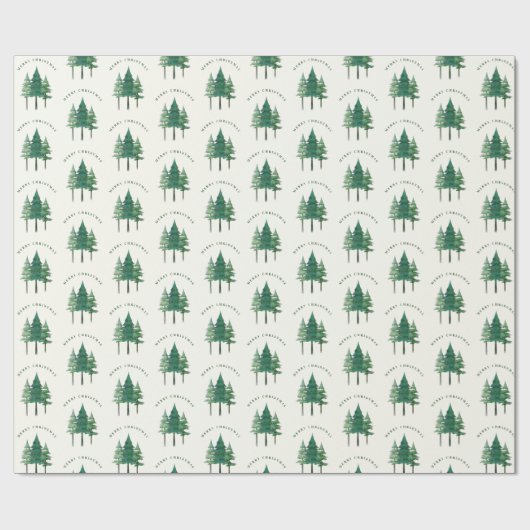 Papier Cadeau Arbre de Noël Joyeux Classique (Plat)