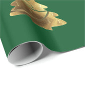 Papier Cadeau Arbre de Noël Joyeux d'or avec bougies Élégant (Coin rond)