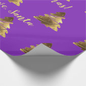 Papier Cadeau Arbre de Noël Joyeux d'or avec bougies Élégant (Coin)