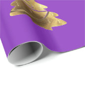 Papier Cadeau Arbre de Noël Joyeux d'or avec bougies Élégant (Coin rond)