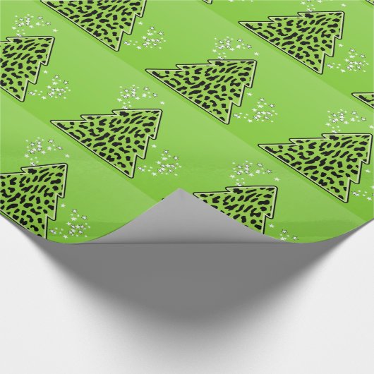 Papier Cadeau Arbre de Noël Leopard Vert (Coin)