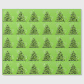 Papier Cadeau Arbre de Noël Leopard Vert (Plat)