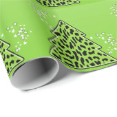Papier Cadeau Arbre de Noël Leopard Vert (Coin rond)