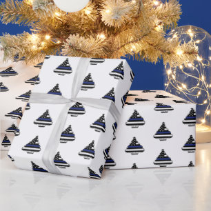 Papier Cadeau Arbre de Noël mince Ligne bleue