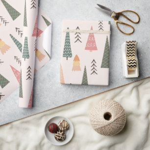 Papier Cadeau Arbre de Noël minimaliste Boho moderne