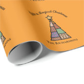 Papier Cadeau Arbre de Noël moderne du milieu du siècle (Coin rond)